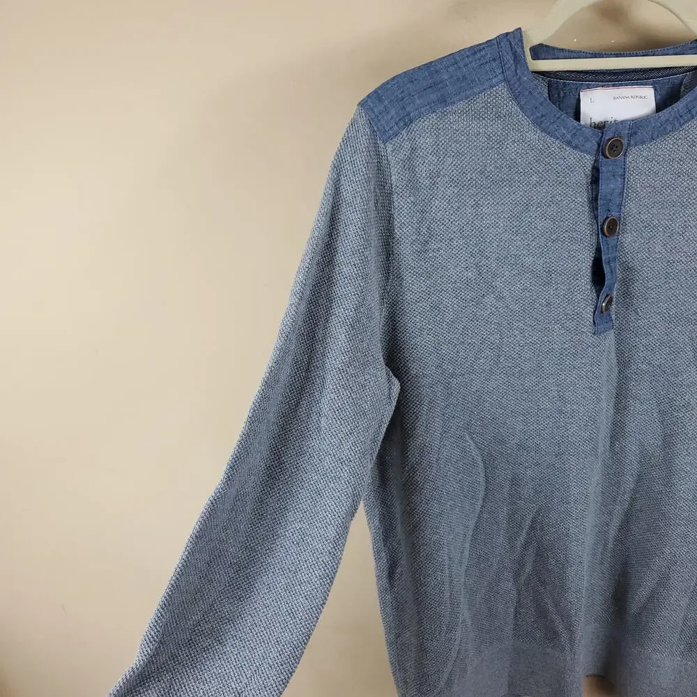 Banana Republic Heritage Texture Long Sleeve Tee Size L